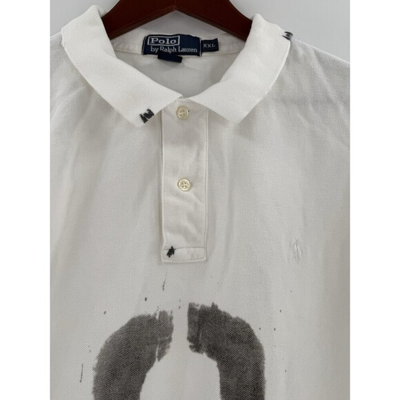 Polo Ralph Lauren White Polo 8 on Front and Sleeve Size XXLARGE Excellent UC - Picture 3 of 12